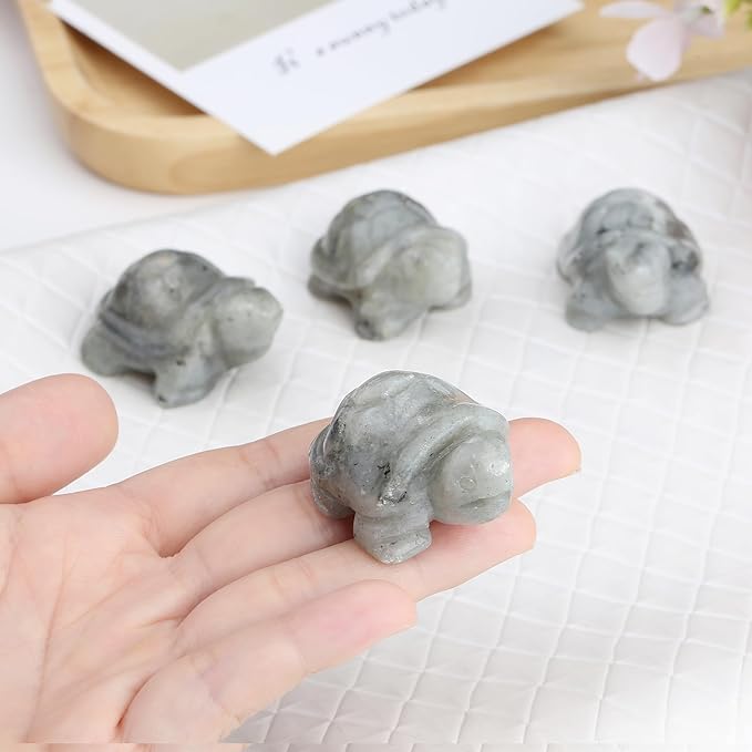 QINJIEJIE Moonstone Crystal Travel Turtle Figurines for Travelers Best Travel Gifts for Women Men Healing Crystals Sea Turtle Lovers Office Desk Decor Good Luck Gifts for Traveling Abroad
