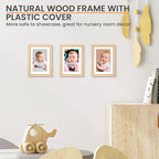 upsimples 5x7 Picture Frame, Natural Solid Wooden Picture Frames, Display 4x6 with Mat or 5 x 7 Without Mat, Wall or Tabletop, 1 Pack, Natural