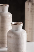 CwlwGO-Small White Ceramic Vase Set,Rustic Flower Vases for Home Décor,Flower Vase,Farmhouse Country Décor,Living Room Centerpiece Table Decorations,Shelf & Mantel Decor.