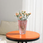 MCMCNCUIU Crystal Vase, Large Crystal Vases for Flowers, Pink Large Flower Vase, Modern Glass Vases for Living Room, Bedroom, Kitchen, Dining Table, Mantle, Wedding, 9 Inches