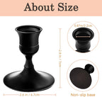 Vintage Black Taper Candle Holders, Set of 6, Metal Taper Candlestick Holder for Dinner Room Table Centerpiece, Wedding Reception, Festive,Mantel Decoration, Home Decor (Black, Set of 6)