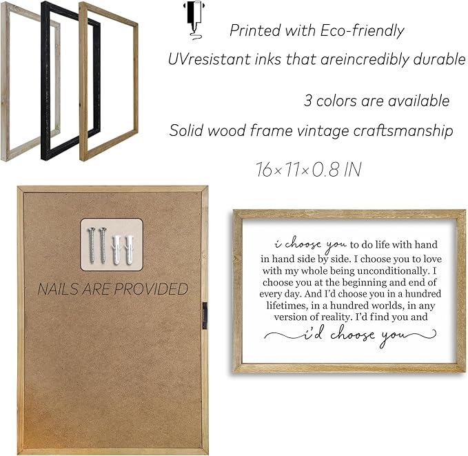 I Choose You To Do Life Sign Wall Decor 16X11 I Love You InchRomantic Marriage Art Wooden Framed Wall Hanging (Wood)