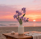 10-Bud Artificial Lily Flowers, 4 Pcs Fake Outdoor Flowers, UV Resistant Faux Flowers for Outdoor Planters, Silk Flowers for Wedding Decoration (Purple)