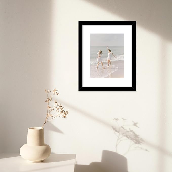 12 Packs 8.5 by 11 Picture Frames, Display 6x8 with Mat or 8.5x11 Without, for Award Certificate Diploma Document, 8.5 x 11 Frames Bulk Set of 12 Photo Frames Set for Wall and Tabletop, Black