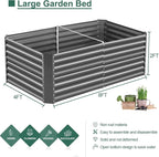 Land Guard 8×4×2 ft Galvanized Raised Garden Bed Kit, Galvanized Planter Raised Garden Boxes Outdoor, Large Metal Raised Garden Beds for Vegetables(Grey)…