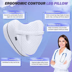 SAHEYER Knee Pillow for Side Sleepers, Memroy Foam Leg Pillow for Side Sleeping, Leg Elevation Pillow, Washable Cover Hip Pillow for Sciatica Relief, Post Injury Recovery - with Adjustable Strap