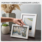 Homeforia White Picture Frames 4x6, High End Oak 4x6 Wooden Frame with Mat 3x5 Art, 4 x 6 White Wood Frames Matted to 3 x 5 inch Photo, 6by4 Wall or Tabletop Frame, Tempered Glass, Wall Kit, Set of 1