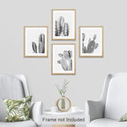 SIGNWIN Poster Set Black & White Saguaro Southwest Desert Tropical Cactus Floral Botanical Photography Modern Art Decorative Scenic Multicolor Nature Wilderness for Bedroom - 8"x10"x 4