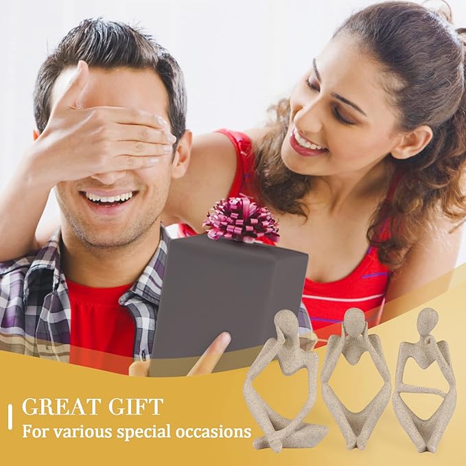 Sandstone Resin Thinker Style Abstract Sculpture Statue Collectible Figurines Home Office Bookshelf Desktop Decor