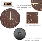 Wall Clock, Silent Clock, Wall Clocks Battery Operated， 12 inch Modern Wall Clock, Suitable for Offices, Living Rooms, Kitchens, Homes, Schools (Retro Brown Without Second Hand)