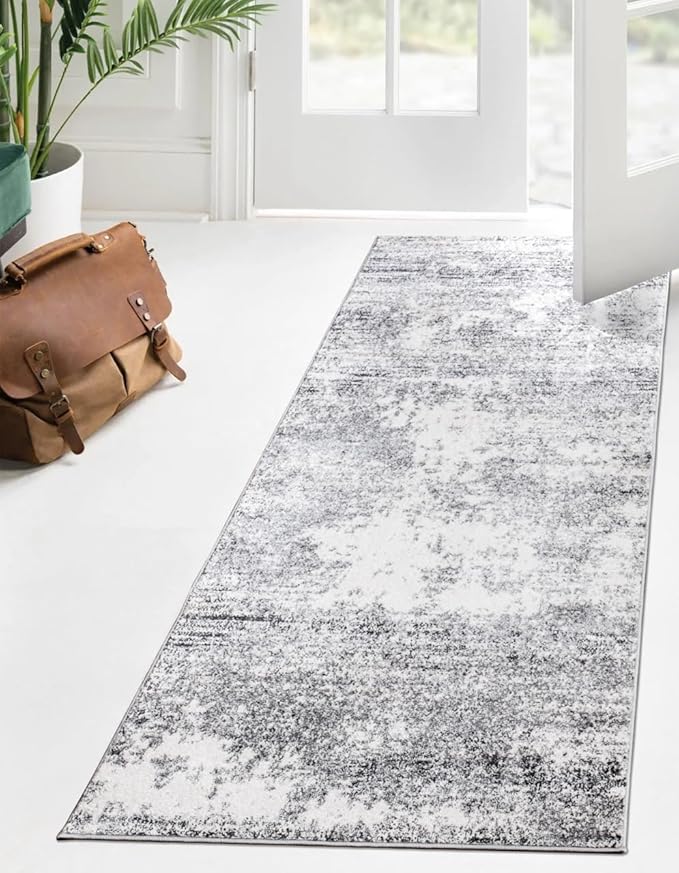 Keen Home Design Area Rugs - Non-Shedding, Thick Pile Abstract Rugs for Kitchen, Living Room, Bedroom, Dining Room, Entryway (Abstract Cream/Grey, 2'8'' x 7'7'')