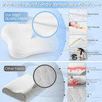 Cervical Neck Pillow for Side Sleeping: Ergonomic Neck Support Contour Bed Pillow - Memory Foam Pillows, Standard, White, LYM012