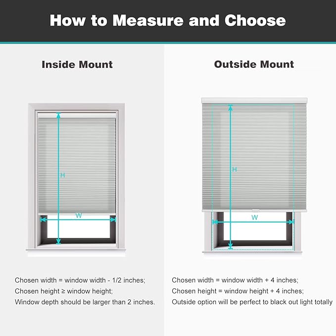 Changshade Cordless Cellular Shades, Light Filtering Honeycomb Shades for Windows, Pull Down Pleated Blinds, Easy to Install for Indoor Windows and French Doors,36" W x 72" H, Grey