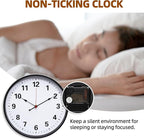 LEIKE Metal Wall Clock 12IN Black, Retro Silent Quartz Battery Operated, Decorative for Patio, Kitchen, Living Room, Bedroom, Pool