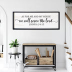 As For Me And My House We Will Serve The Lord Framed Wall Art, 40''×15'' Vintage Positive Religious Rustic Bible Verse for Christian God Jesus Christ Prayer, Horizontal Holy Catholic Scripture Decor