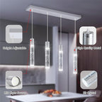 4-Lights Mini Crystal Pendant Light for Kitchen Island, Modern Led Crystal Chandelier for Dining Room Living Room 6000K