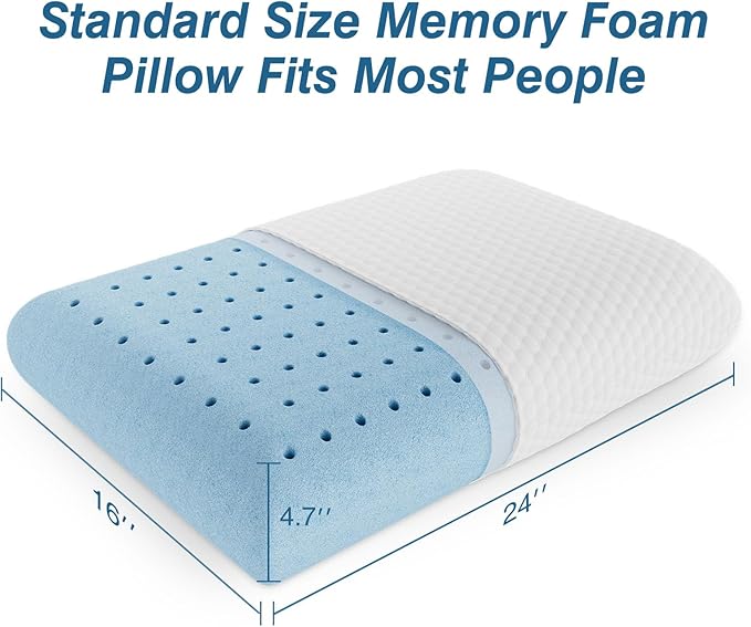 Sweetcrispy Memory Foam Sleeping, Bed Soft and Comfortable, Cooling Hotel Pillow for Side Sleeper, Removable, Machine Washable Cover, Standard Size 4 Pack, White 4 Count