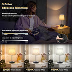 Small Cordless Table Lamp,5000mAh Rechargeable Battery Operated Desk Lamp,3 Colors & 7 RGB Stepless Dimmable, Portable Touch Fabric Shade LED Night Light for Bedroom Restaurant Home(Flaxen)