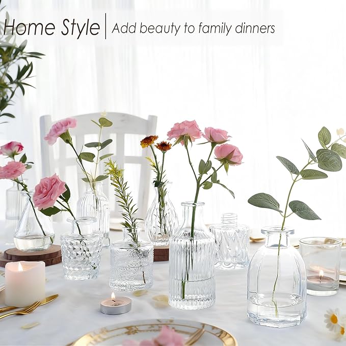 Clear Glass Bud Vases Set of 36, Mini Flower Vase for Centerpieces, Small Clear Vases in Bulk for Wedding Decorations, Vintage Vase for Table, Recepetion, Home Décor