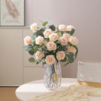 Serra Flora 10Pcs Realistic Artificial Eucalyptus Rose Stems - Lifelike Leaf Branches with Natural Texture for Stylish Vase Bouquets, Modern Home Decor & Elegant Wedding Arrangements