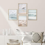 SIGNWIN Framed White Nautical Ocean Sea Beach Grass Seagull Wall Art, Set of 4 Landscape Colorful Wall Decor Prints, Nature Wilderness Wall Décor for Living Room, Bedroom - 11"x14" Natural