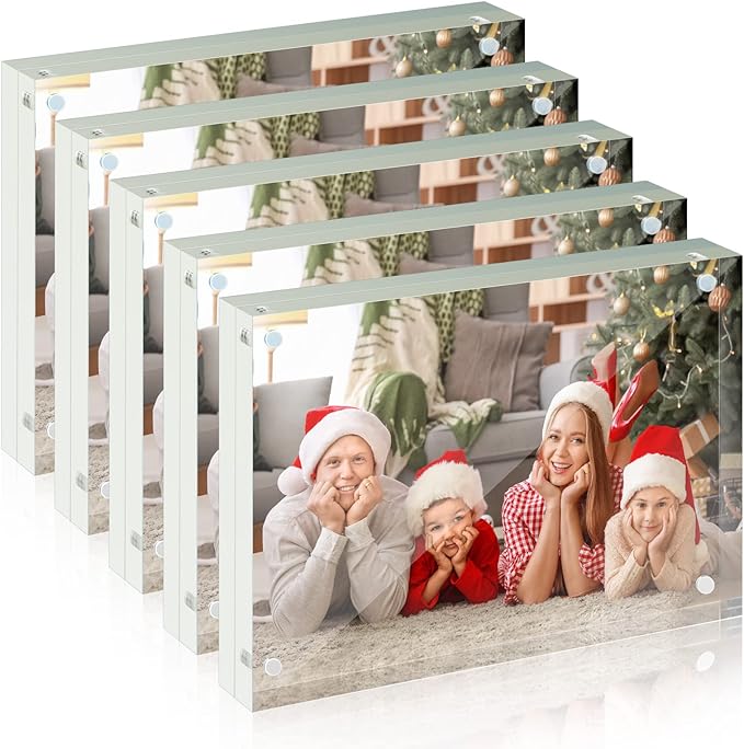 Syntrific 5x7 Acrylic Photo Frame 5Pack Premium Acrylic Photo Frame Magnetic Picture Frames Clear