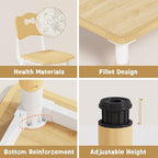 Brelley Kids Table and 6 Chairs Set, Height Adjustable Toddler Desk and Chair Set, Graffiti Desktop, Classroom/Daycare/Home, Children Multi-Activity Table for Ages 2-8