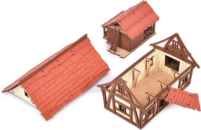 Cruck House and Cow shed - Medieval Wooden House Building Kit - DIY Building Puzzle Kit-Architecture & Engineering Assembly Set,Great Gift for People who Like Creative Play or RPG - Realistic