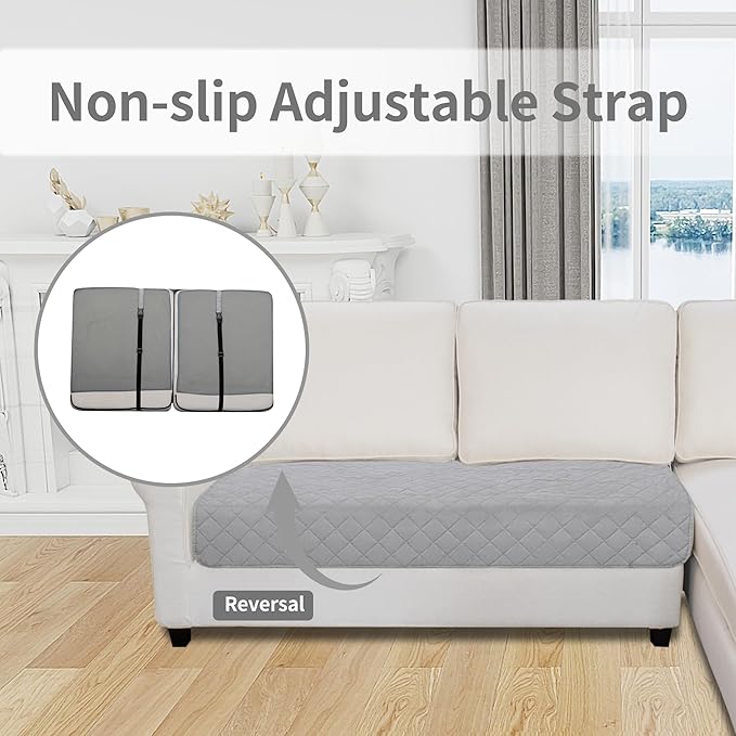 Easy-Going Sectional Couch Covers for Dogs L Shape Sofa Cover Reversible Sofa Slipcover Chaise Lounge Cover Furniture Protector Cover for Pets Dog Cat (30 x 50 inches, Light Gray/Ivory)