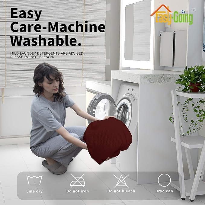 Easy-Going 8 Pieces Recliner Sofa Stretch Sofa Slipcover Sofa Cover Furniture Protector Couch Soft with Elastic Bottom Kids, Spandex Jacquard Fabric Small Checks Wine