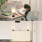 Ascher RGB Table Lamp Color Changing - 3 Color Temperatures and Stepless Dimmable Small Bedside Lamp for Bedroom, Touch Control Nightstand Light with White Shade for Reading Home Decor Lights