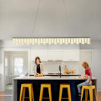 Modern Pendant Lights Kitchen Island, 50" Minimalist Dimmable LED Linear Light Fixture Silvery Gray Aluminum Bar Lights Hanging for Dining Room, Kitchen, Restaurant, Living Room