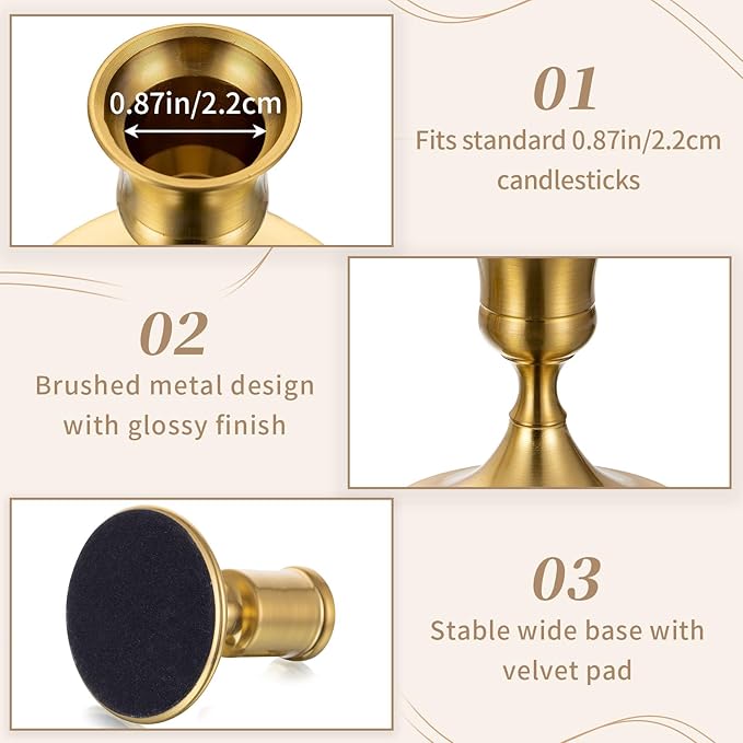 Sziqiqi Candlesticks Holder for Wedding Table Centerpiece - Gold Taper Candle Holders Candle Stick Holder Bulk for Christmas Candlelight Dinner Wedding Party Festival Decor 6 Pieces