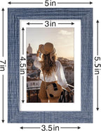 Vittanly 4x6 Picture Frames Set of 9, Shatter Resistant Plexiglass, Display 3.5x5 Pictures with Mat or 4x6 without Mat, Photo Frames for Wall or Tabletop, Engineered Wood, Navy