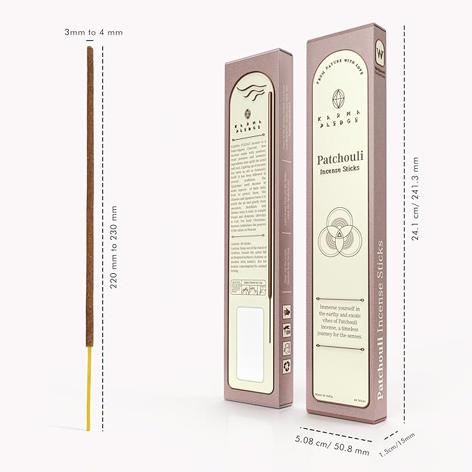Patchouli Incense Sticks, Organic Hand Dipped Incense, Natural Herbs & Aromatic Ingredients, Contain 40 Sticks Inside, Burn Time 45-60 Min, Spiritual Gifts, Breezes Incense by Karma Pledge