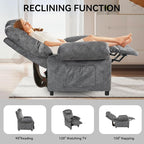 KCREAM Massage Recliner Chair with Heating,Overstuffed Fabric Reclining Chairs for Living Room,Small Recliner Manual Reclining Single Sofa Recliners Lounge Chair,Grey