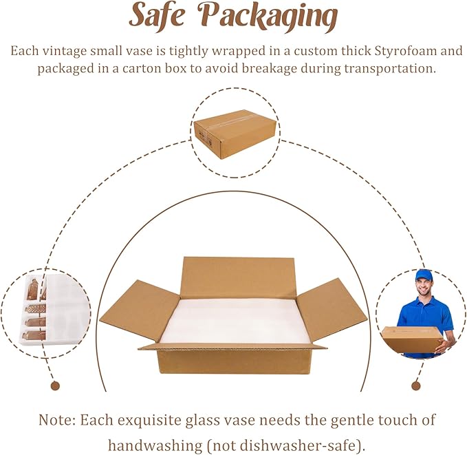 Set of 40 Glass Bud Vases, Small Amber Glass Vases in Bulk, Mini Vintage Embossed Flower Vase for Wedding, Centerpieces, Birthday Party, Baby Shower, Home Table Decorations (Amber)