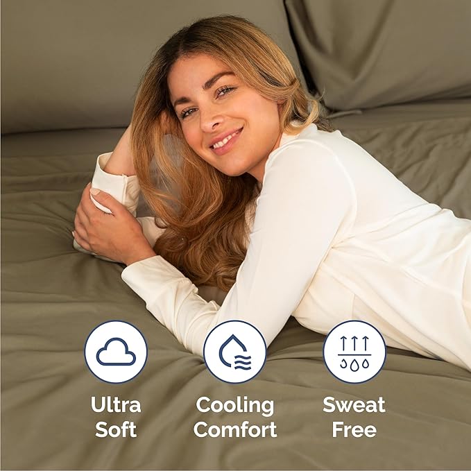Cal King Sheets Set 6 Piece - Includes 4 Pillowcases - Bed Sheets Cal King Size - Soft Hotel Luxury Bedding - Cooling, Comfy & Breathable - 1 Flat & 1 Fitted & 4 Pillowcases w/ Deep Pockets - Khaki