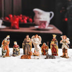 Nativity Scene Indoor 3.2 Inch 10 PCS Christmas Village Little People Nativity Collectible Bulidings Christmas Village Set Xmas Holiday Decorations Figures