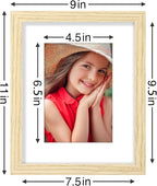 Vittanly 8x10 Picture Frames Set of 9, Shatter Resistant Plexiglass, Display 5x7 Pictures with Mat or 8x10 without Mat, Photo Frames for Wall or Tabletop, Engineered Wood, OAK