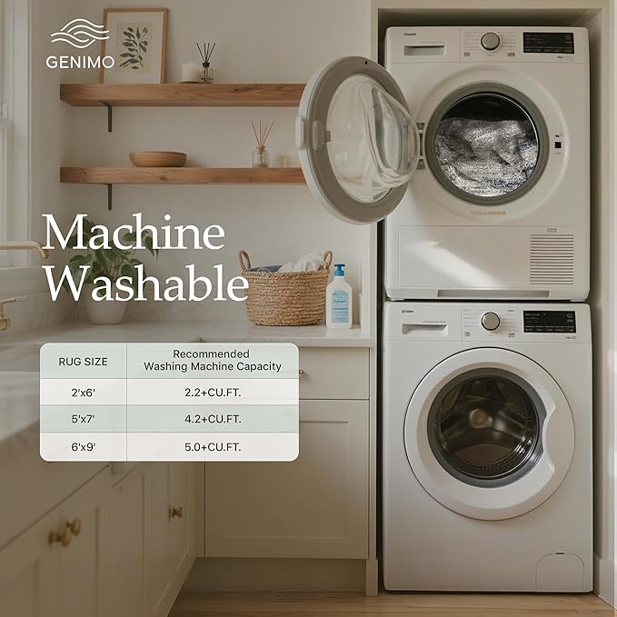 GENIMO Area Rugs 9x12 Living Room, Large Machine Washable Rug Non-Slip, Modern Soft Low Pile Rugs for Bedroom, Playroom, Dining Room, Blue Ivory