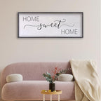 Home Sweet Home Sign Wall Decor 40"x15" Above Bed Living Room Large Wooden Framed Family Plaques Art (Black)