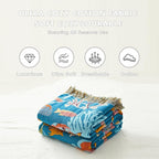 MSGKV Throw Blanket for Couch Bed Cotton Muslin Breathable Cute Ocean Animals Twin Size Blanket 60"x80" for All Seasons Lightweight Farmhouse Blankets