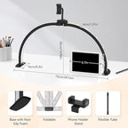 Half Moon Light for Nail Desk: 29" Foldable Half Moon Nail Desk Lamp with Phone Holder for Beginner - Arch Tech Light with 3 Color Modes & 10 Brightness for Manicure Salon (Black Diamond, Large)
