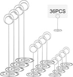 Teling 36 Pieces Table Number Holders 3 Size Place Card Holder Name Numbers Menu Memo Note Card Picture Photo Clip Stand Table Sign for Wedding Anniversary Party Display(Silver)
