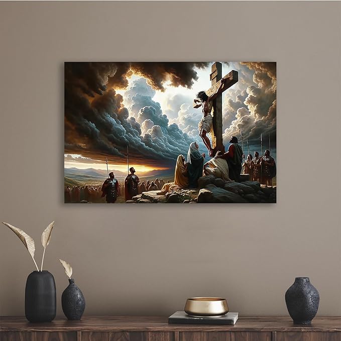 XWNLTEPK Christian Art Crucifixion Print Jesus on the Cross Art Wall Jesus Picture Modern Home Decor Canvas Wall Art Poster