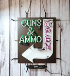 Guns & Ammo Open Neon Signs, Gun Signs Lamp for Gun Store Guns Ammo Store LED Light 24 X 20 Inches High Definition Jet Graphic Printing Board
