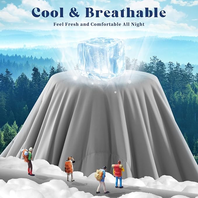 Cooling Comforter Queen Size, Double-Sided Cooling Blanket for Hot Sleepers & Night Sweats, Arc-Chill Q-Max > 0.4 Breathable Ice Blanket, Lightweight Cold Comforter (80''x90'', Light Grey)
