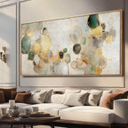 YJYart Circle Canvas Wall Decor Green and Gold Wall Art Posters Abstract Wall Decorations 36"x70" Home Decor for Bedroom Living Room