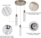 Pendant Light fixtures, Integrated 3-Light Pendant Lighting Silver Finish, Dimmable Pendant Lights Kitchen Restaurant, Dining Room